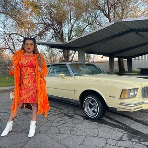 Orange Faux Fur Coat 🧡